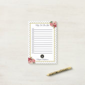 白黒ドットフローラDoリストのモノグラム名 ポストイット (デスク上)