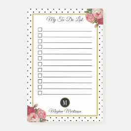 白黒ドットフローラDoリストのモノグラム名 ポストイット