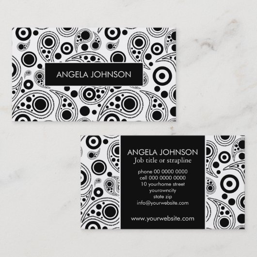 白黒ドットペイズリー 名刺 (正面/裏面)
