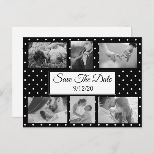 白黒ドット写真日付ポストカードの保存 案内ポストカード (正面/裏面)