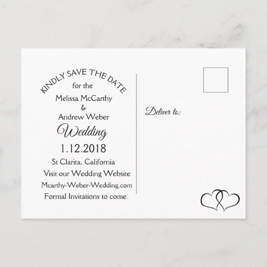 白黒ドット写真日付ポストカードの保存 案内ポストカード (裏面)