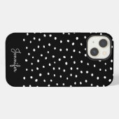 白黒ドット模様とモノグラム iPhoneケース (裏面横)