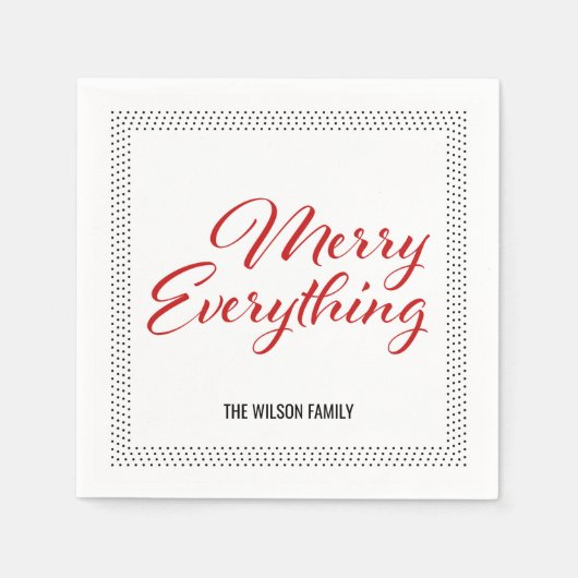 白黒ドット縁どメリーすべて スタンダードカクテルナプキン (正面)