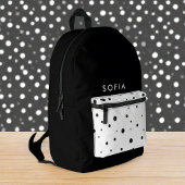 白黒ドットlイニシャル名かわいい プリントバックパック