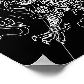 白黒ドラゴンポスタープリント ポスター (角)