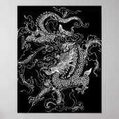 白黒ドラゴンポスタープリント ポスター (正面)