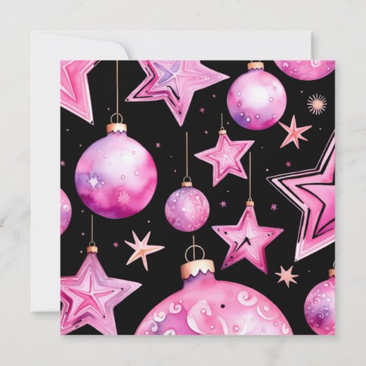 白黒ドラマチッククリスマスオーナメントジングル 招待状 (裏面)