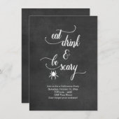 白黒ドリンク食べーズ怖いハローウィンパーティ 招待状 (正面/裏面)