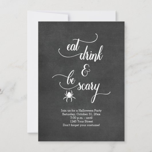 白黒ドリンク食べーズ怖いハローウィンパーティ 招待状 (正面)