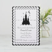 白黒ドリームキャッスルインザクラウドス誕生日 招待状 (スタンド正面)