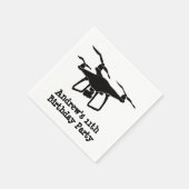 白黒ドローン誕生日パーティー スタンダードカクテルナプキン (角)