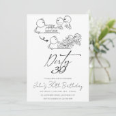 白黒ドードルアート誕生日パーティー 招待状 (スタンド正面)