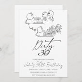 白黒ドードルアート誕生日パーティー 招待状 (正面/裏面)