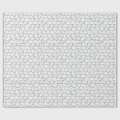 白黒ドードルキャット顔 ラッピングペーパー (フラット)