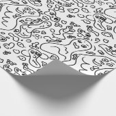 白黒ドードルパターンのラッピング紙 ラッピングペーパー (角)