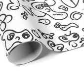 白黒ドードルパターンのラッピング紙 ラッピングペーパー (ロールコーナー)