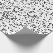 白黒ドードルパターンのラッピング紙 ラッピングペーパー (角)