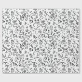 白黒ドードルパターンのラッピング紙 ラッピングペーパー (フラット)