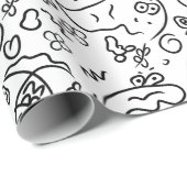 白黒ドードルパターンのラッピング紙 ラッピングペーパー (ロールコーナー)