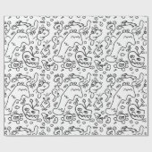 白黒ドードルパターンのラッピング紙 ラッピングペーパー (フラット)