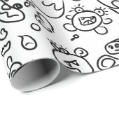 白黒ドードルパターンのラッピング紙 ラッピングペーパー (ロールコーナー)