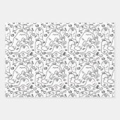 白黒ドードルパターン包装紙シート ラッピングペーパーシート (正面2)