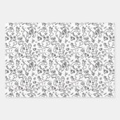 白黒ドードルパターン包装紙シート ラッピングペーパーシート (正面3)