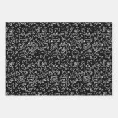 白黒ドードルパターン包装紙シート ラッピングペーパーシート (正面2)