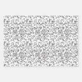 白黒ドードルパターン包装紙シート ラッピングペーパーシート (正面)