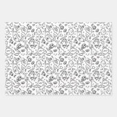 白黒ドードルパターン包装紙シート ラッピングペーパーシート (正面3)