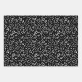 白黒ドードルパターン包装紙シート ラッピングペーパーシート (正面2)