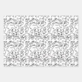 白黒ドードルパターン包装紙シート ラッピングペーパーシート (正面)