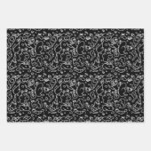白黒ドードルパターン ラッピングペーパーシート (正面2)