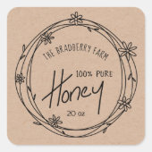 白黒ドードルリースクラフトハニーラベル スクエアシール (正面)