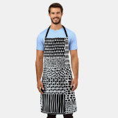 白黒ドードル：民族のシームレス エプロン (着用した状態)