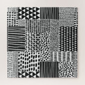 白黒ドードル：民族のシームレス ジグソーパズル (横)