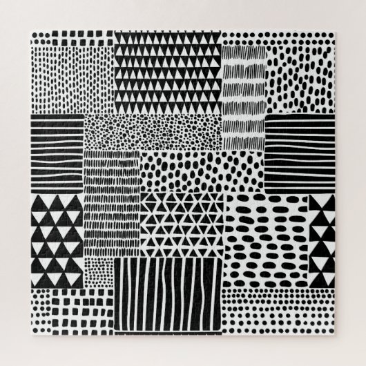 白黒ドードル：民族のシームレス ジグソーパズル (縦)