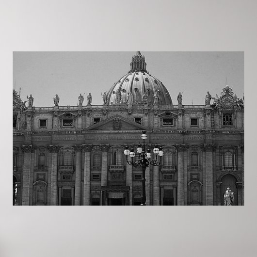 白黒ドームオブセントピータースバシリカローマポスター ポスター (正面)