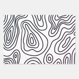 白黒ドール模様の折り返し紙シート ラッピングペーパーシート