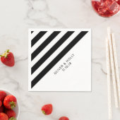 白黒ナプキストライプのン スタンダードカクテルナプキン (インサイチュ)