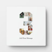 白黒ナンバー3写真コラージュ フォトプラーク (正面)