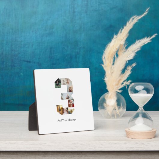 白黒ナンバー3写真コラージュ フォトプラーク (インサイチュ)