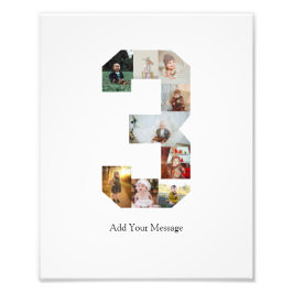 白黒ナンバー3写真コラージュ フォトプリント           