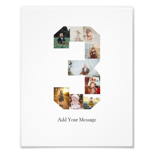 白黒ナンバー3写真コラージュ フォトプリント (正面)