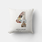 白黒ナンバー4写真コラージュ クッション (正面)