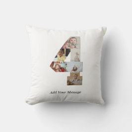 白黒ナンバー4写真コラージュ クッション