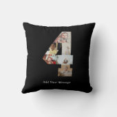 白黒ナンバー4写真コラージュ クッション (裏面)