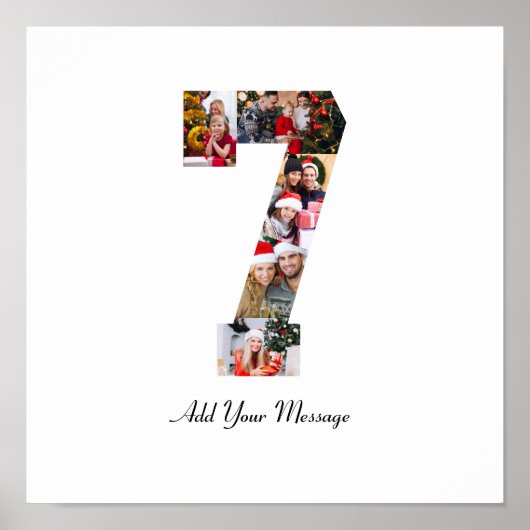 白黒ナンバー7写真コラージュ ポスター (正面)