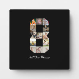 白黒ナンバー8写真コラージュ フォトプラーク