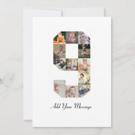 白黒ナンバー9写真コラージュ サンキューカード